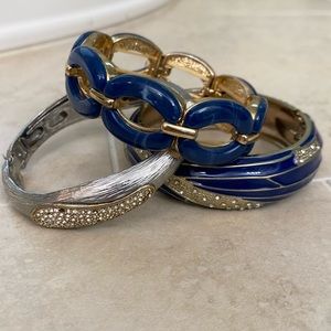 Trio of blue bracelets